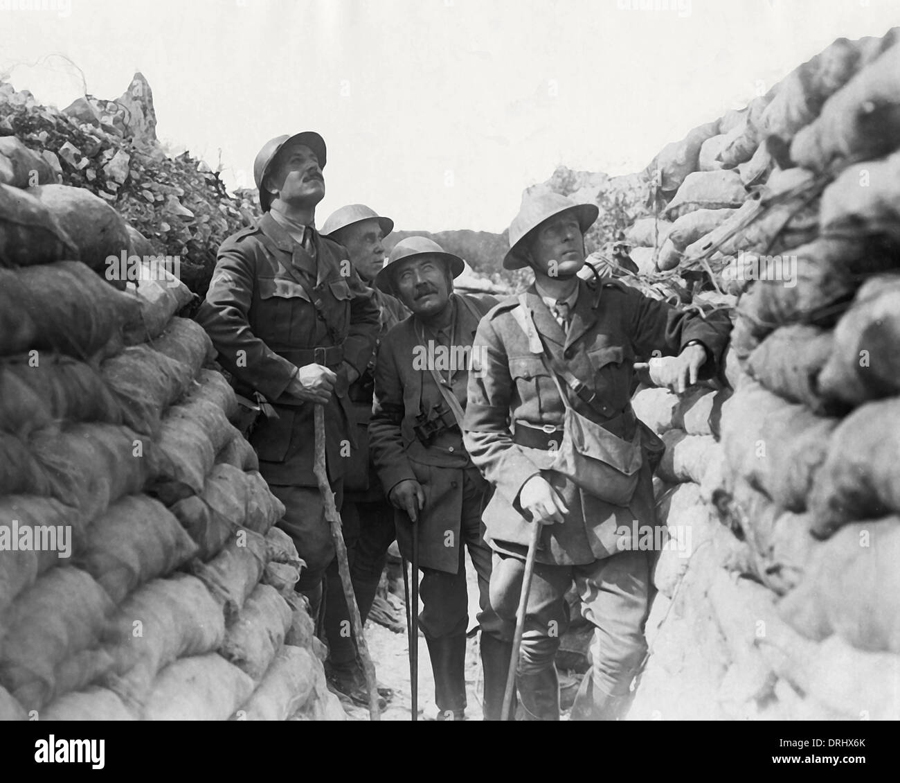 British war correspondents in trench, Western Front, WW1 Stock Photo
