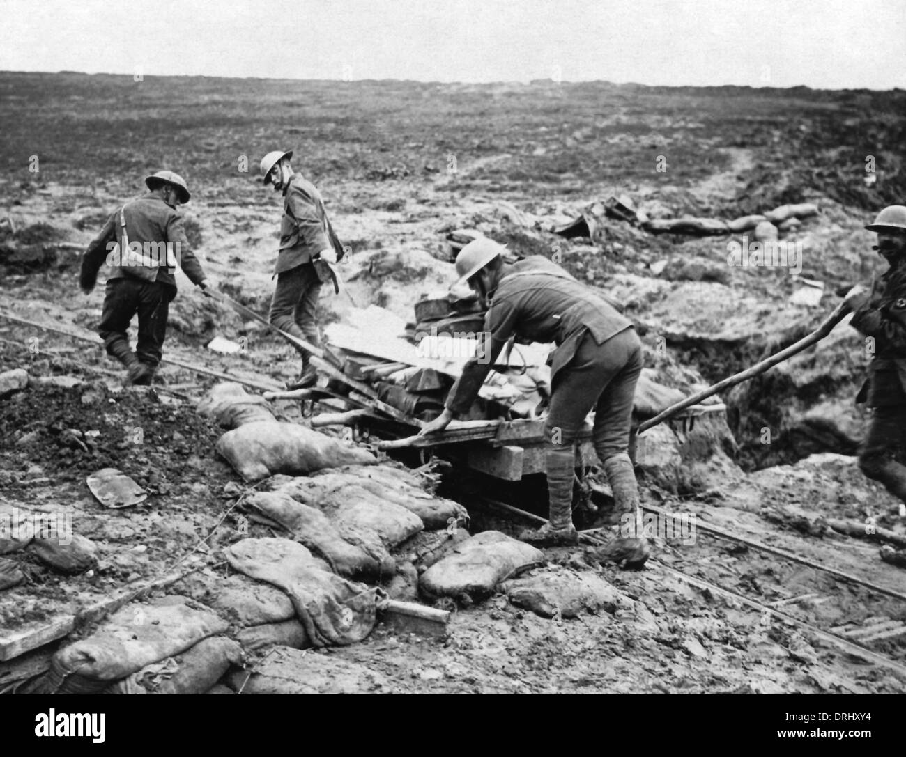 Medical supplies on light railway, Western Front, WW1 Stock Photo Alamy