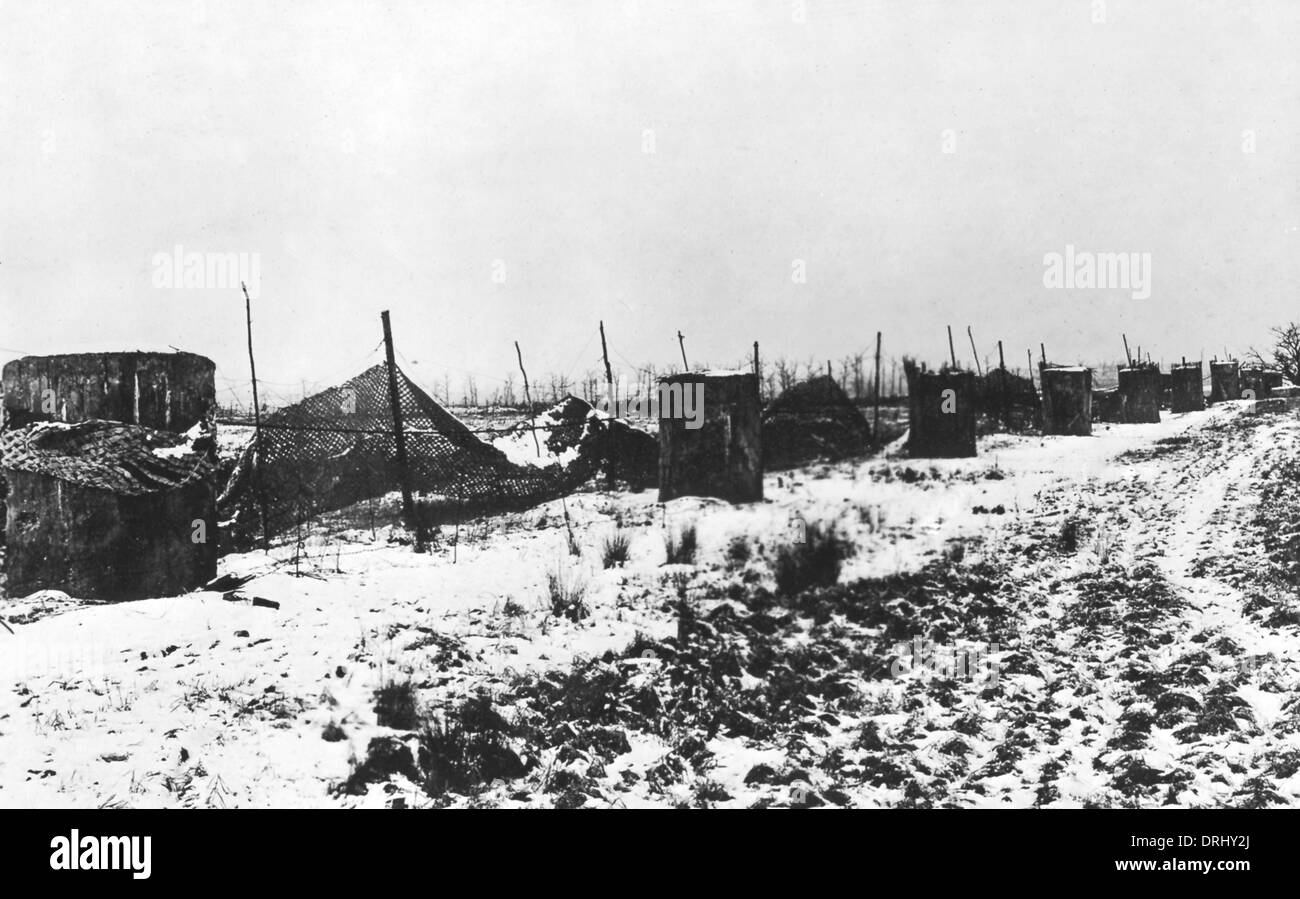 Winter scene in France, WW1 Stock Photo