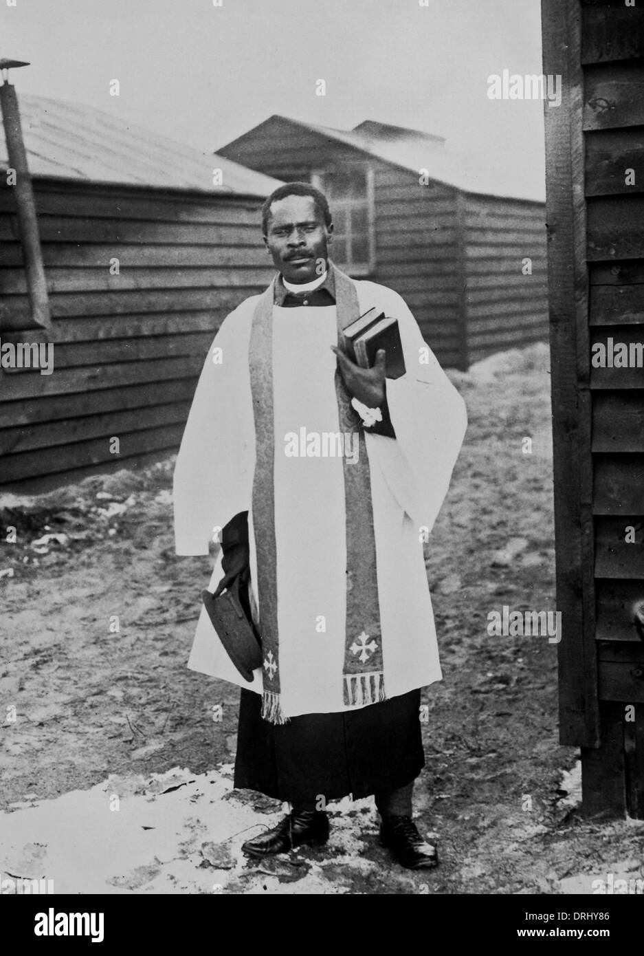 Black minister at a camp, Western Front, France, WW1 Stock Photo