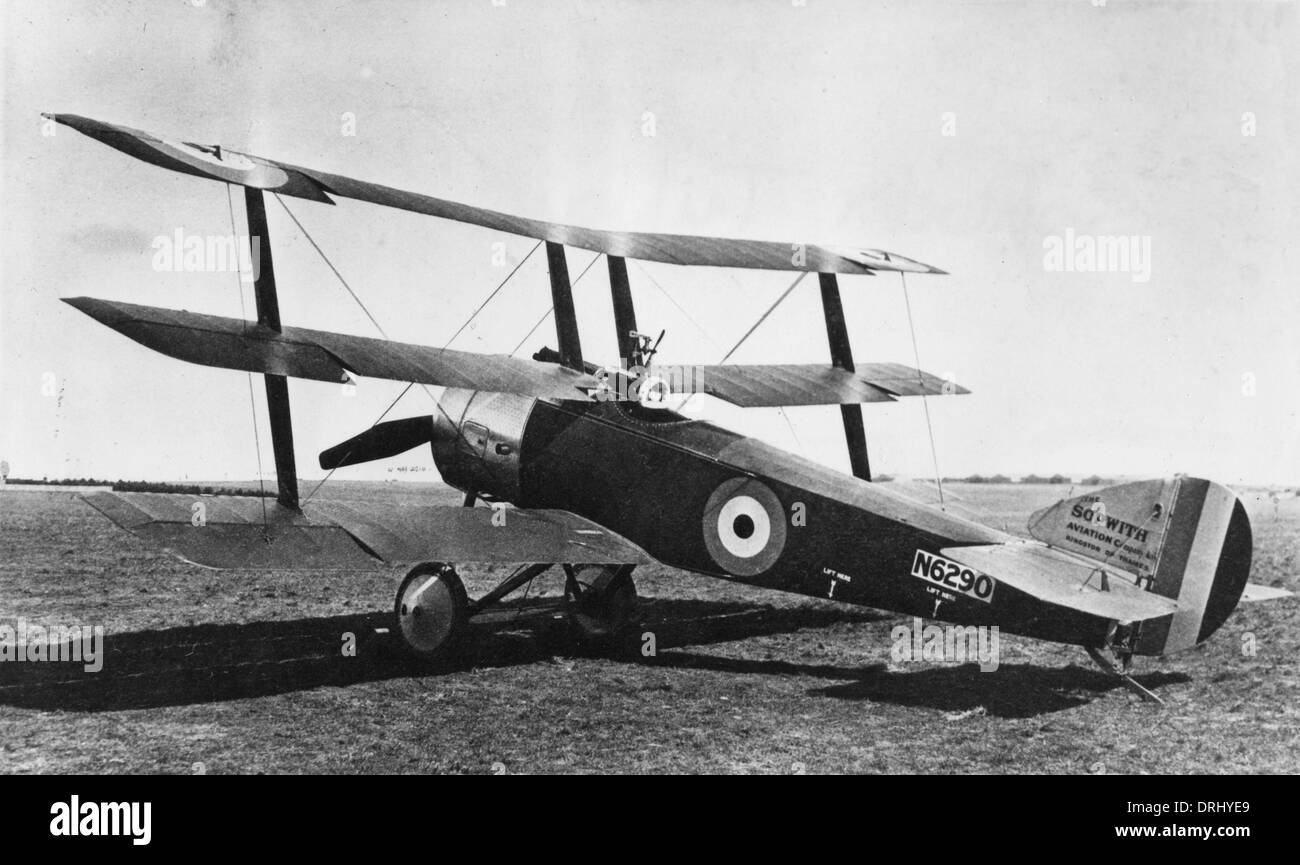 British Sopwith triplane on airfield, WW1 Stock Photo