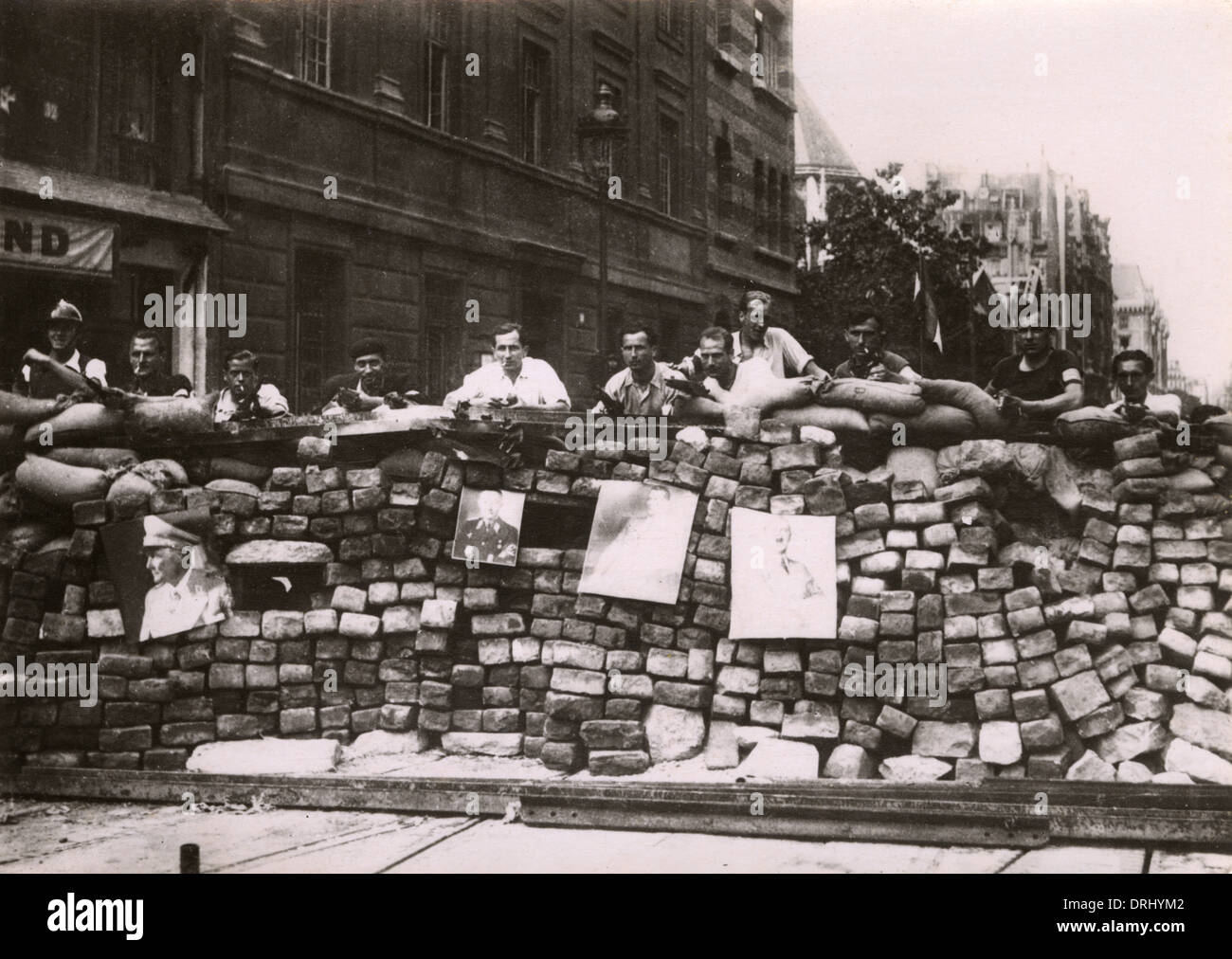 WWII - Barricade on Rue Saint-Jacques - Liberation of Paris Stock Photo