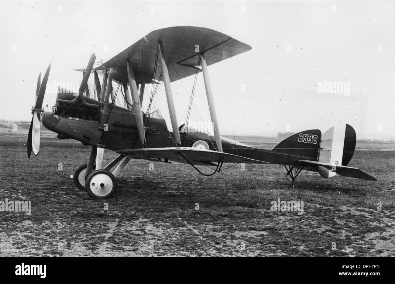British BE 12 biplane on an airfield, WW1 Stock Photo