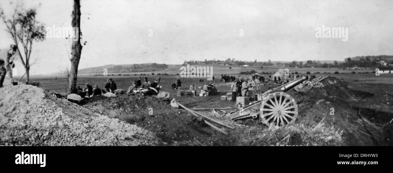 Austrian howitzer in Galicia, Eastern Front, WW1 Stock Photo