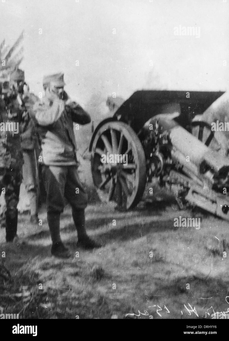 Austrian 15cm howitzer in Galicia, Eastern Front, WW1 Stock Photo