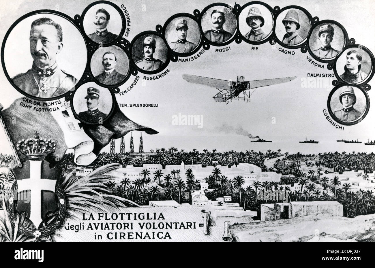 Italian pilots in Italo-Turkish War, Cyrenaica, Libya Stock Photo