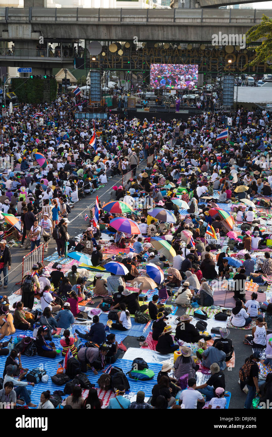 Political demonstration, Bangkok, Thailand Stock Photo