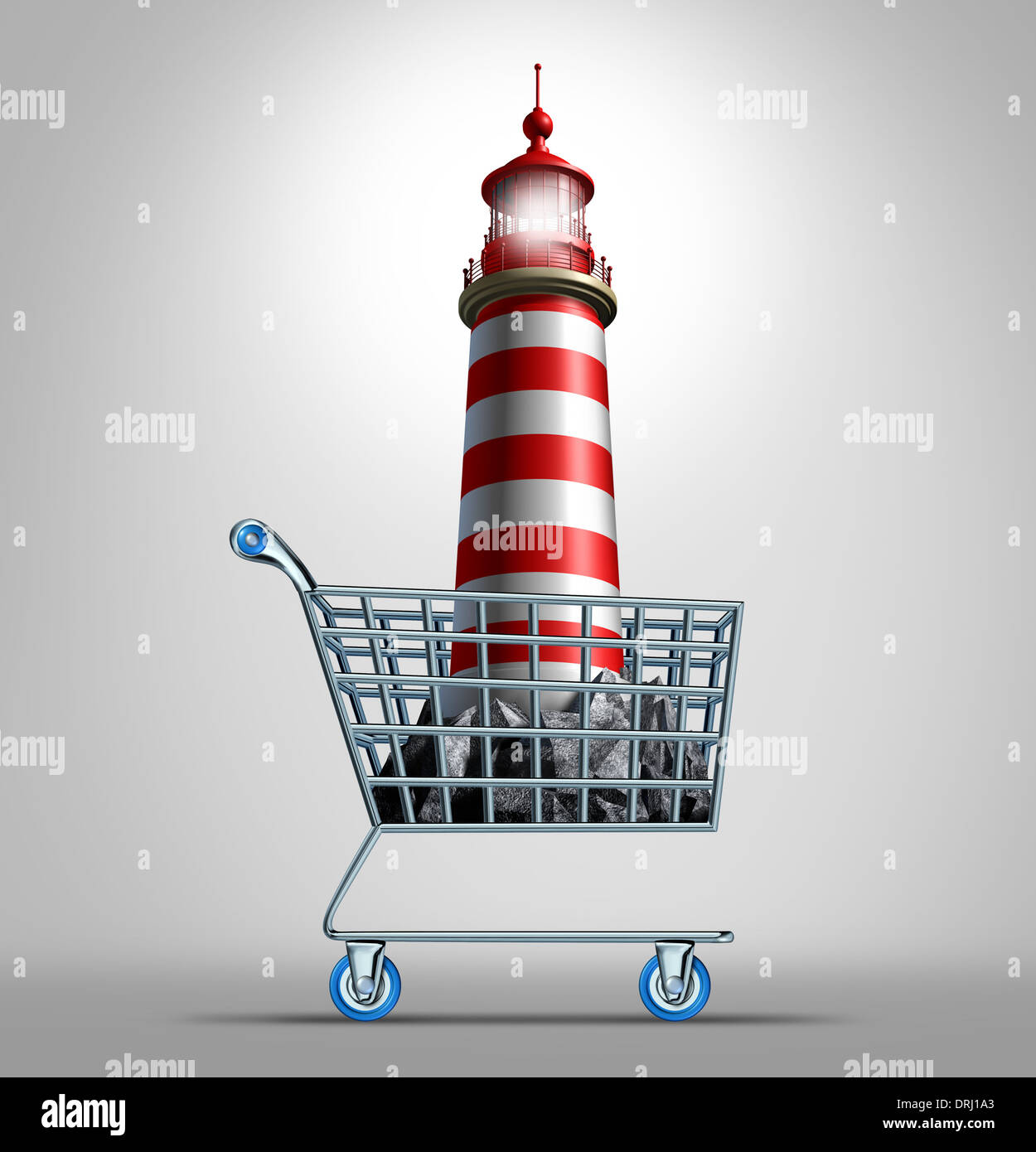 Guidance shopping business concept and life direction metaphor as an