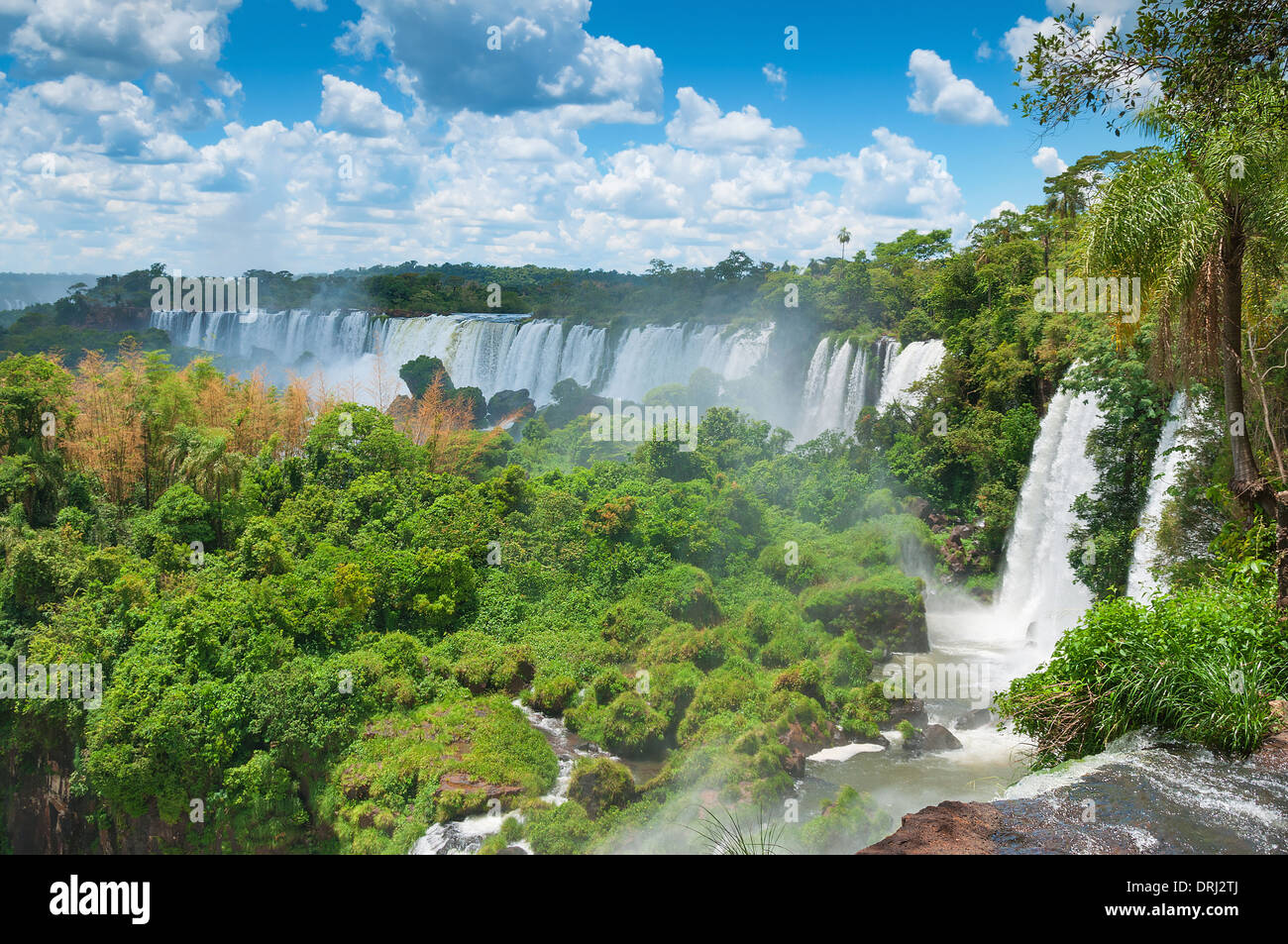 Iguassu waterfalls bordering Argentina Brazil Stock Photo