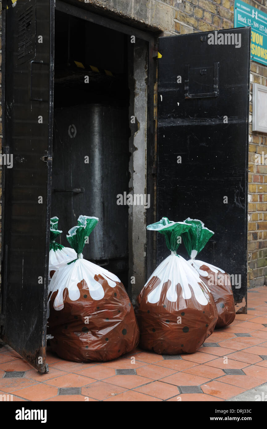 Christmas pudding rubbish bags hi res stock photography and images
