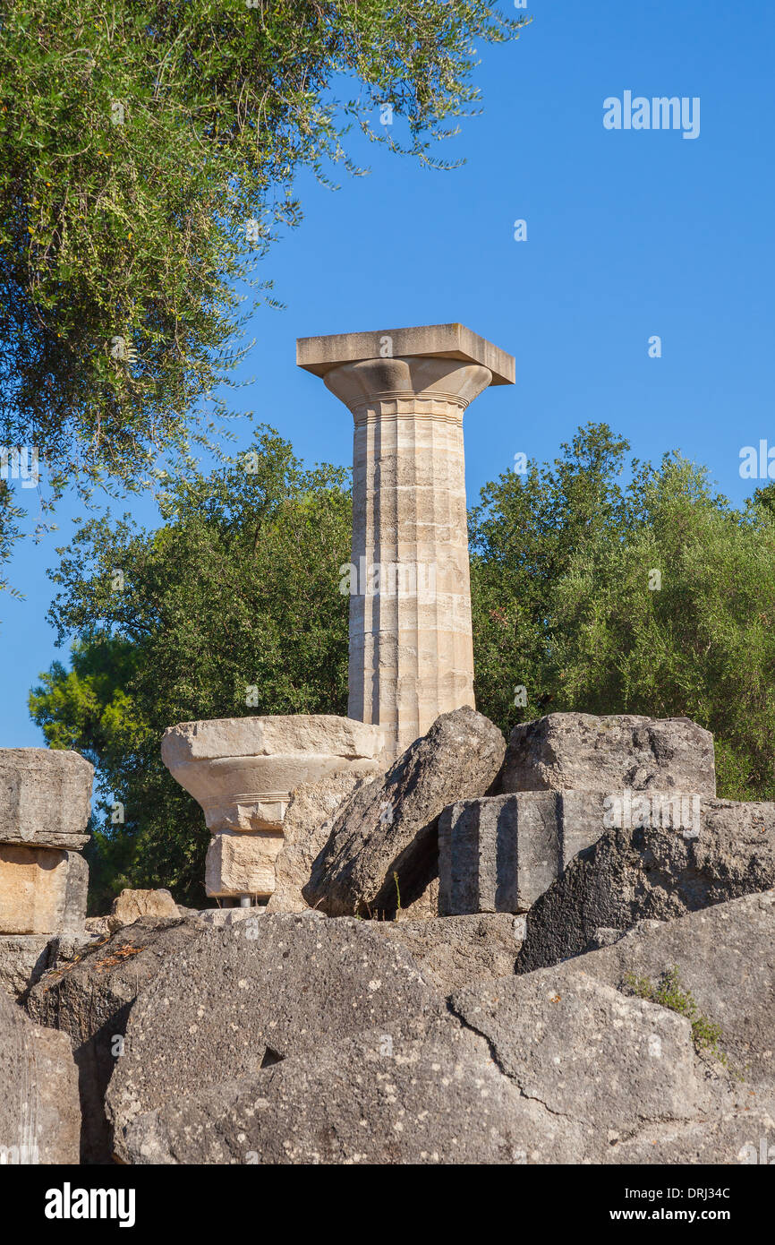 Olympia Greece ruins of Temple of Zeus Stock Photo