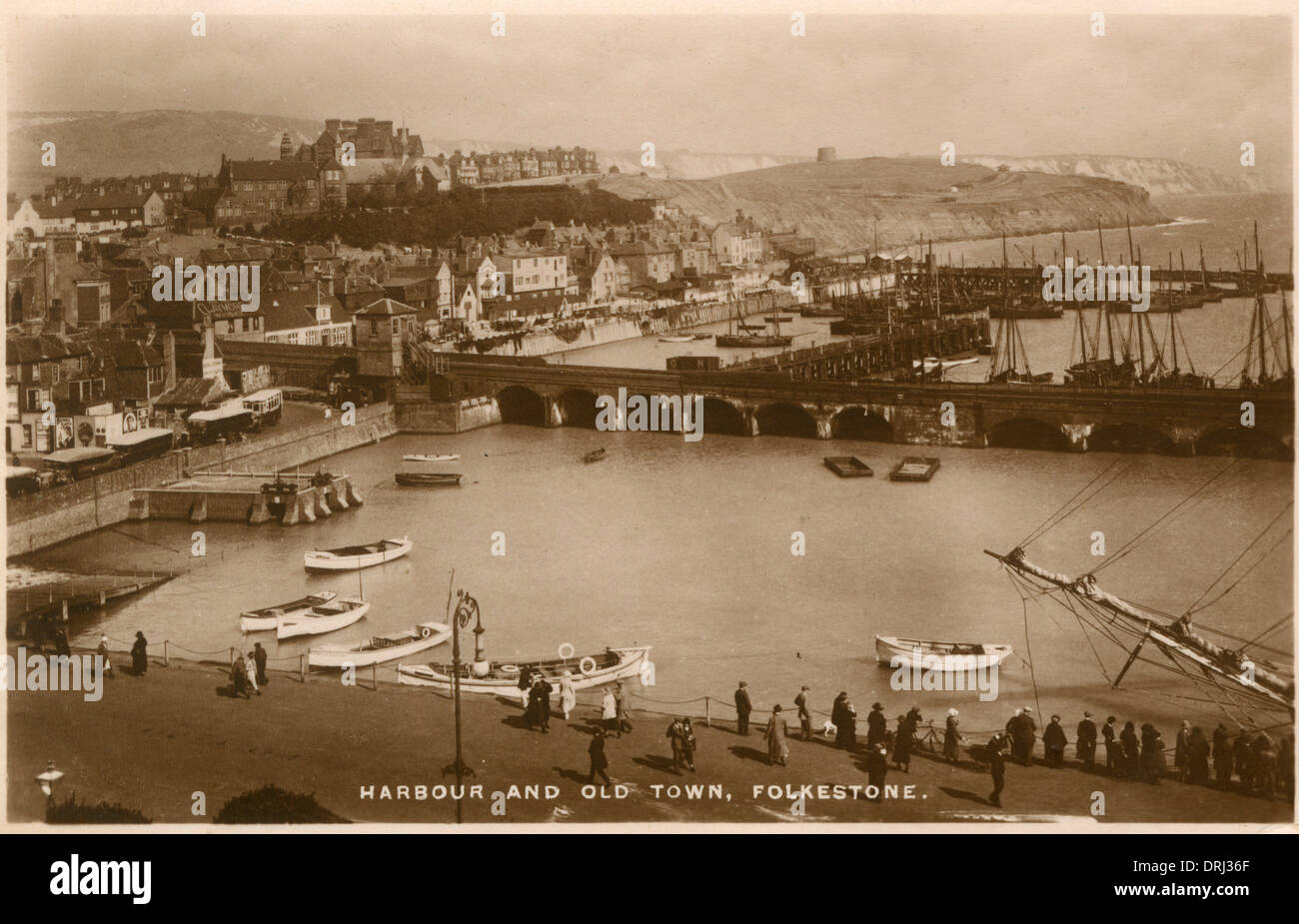 The Harbour and the Old Town, Folkestone, Kent Stock Photo