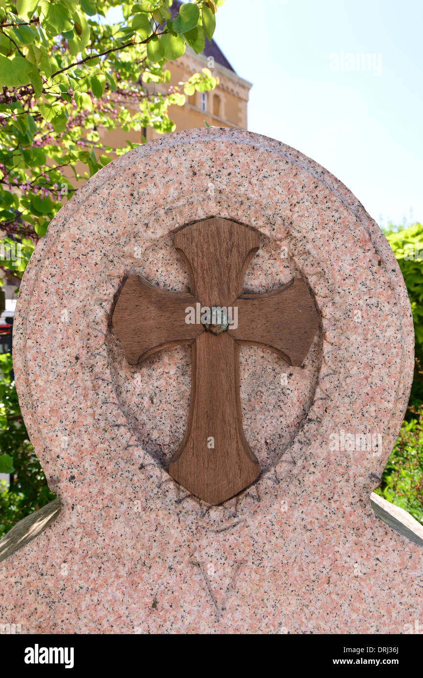 Crucifix outside Basilica of Notre-Dame de Fourvière in Lyon, France Stock Photo