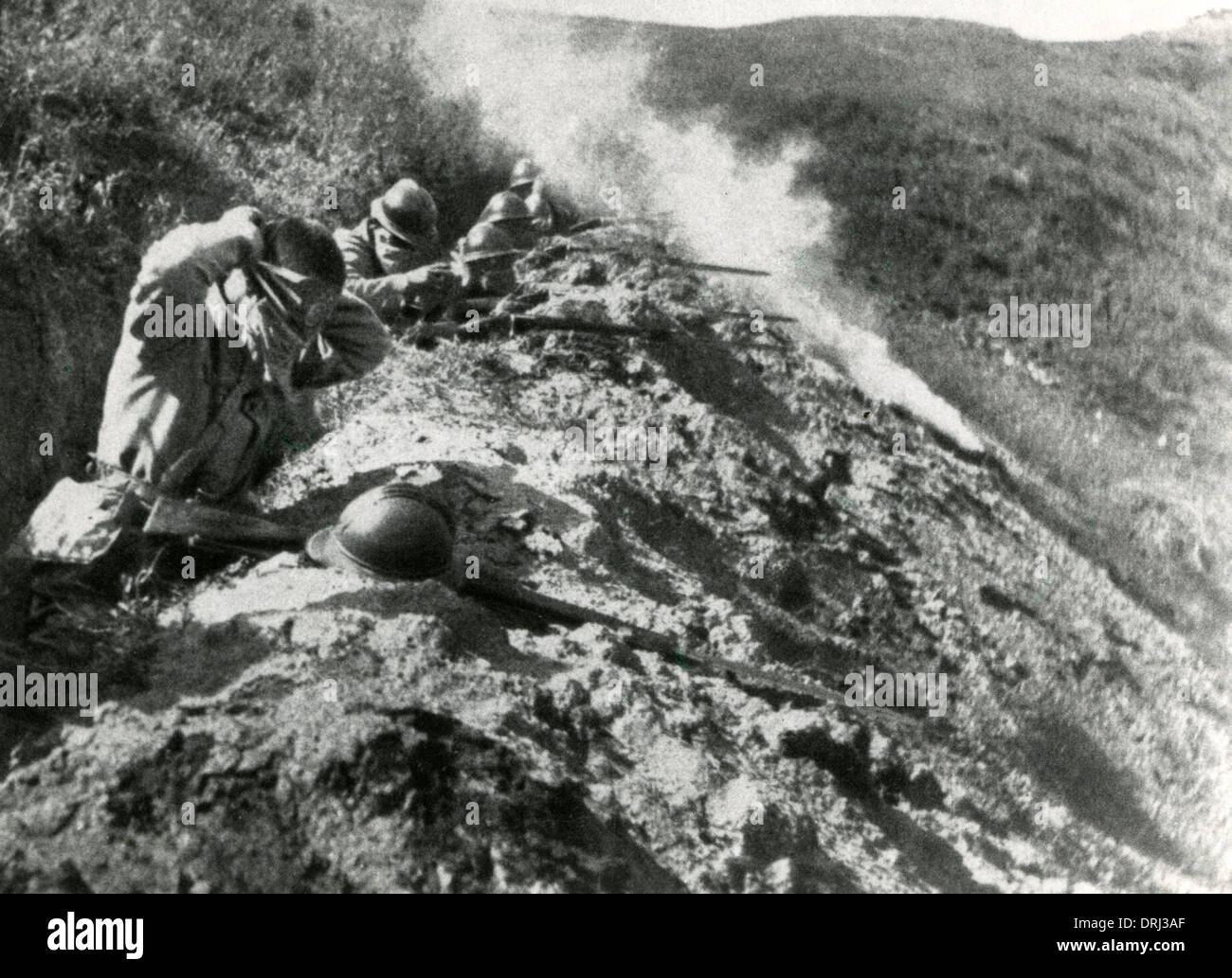 Serbian troops on battlefield, WW1 Stock Photo