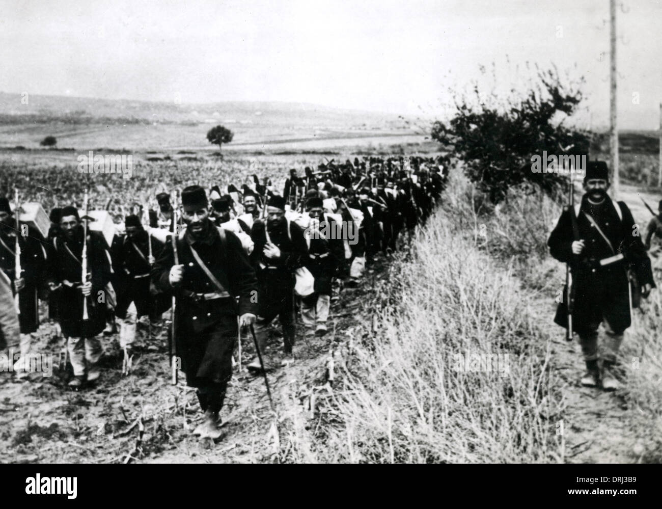 Bosnian regiment off to the front, Serbia, WW1 Stock Photo