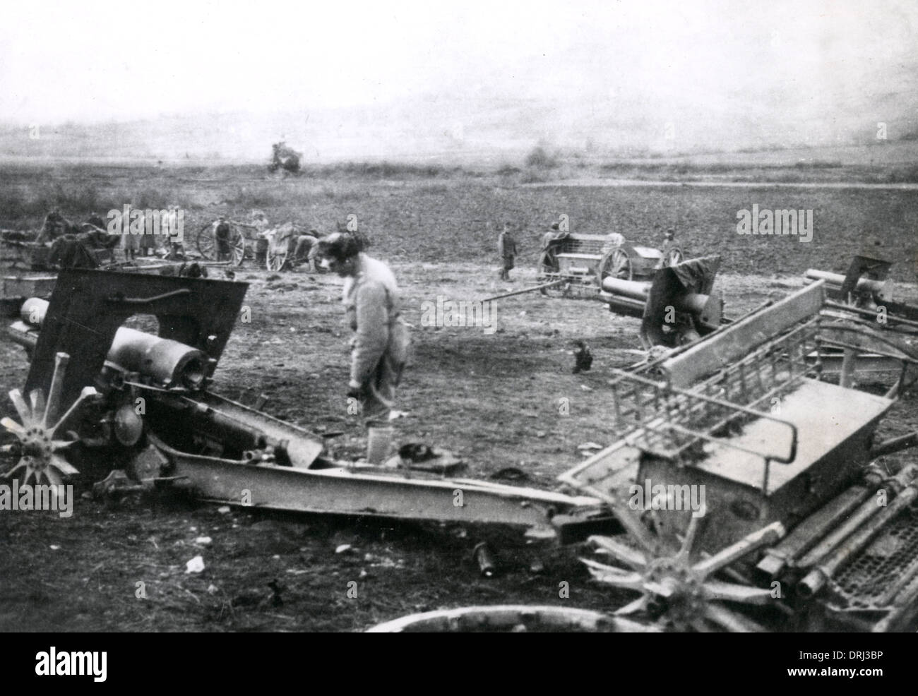 Destroyed Serbian guns near Prizren, Serbia, WW1 Stock Photo