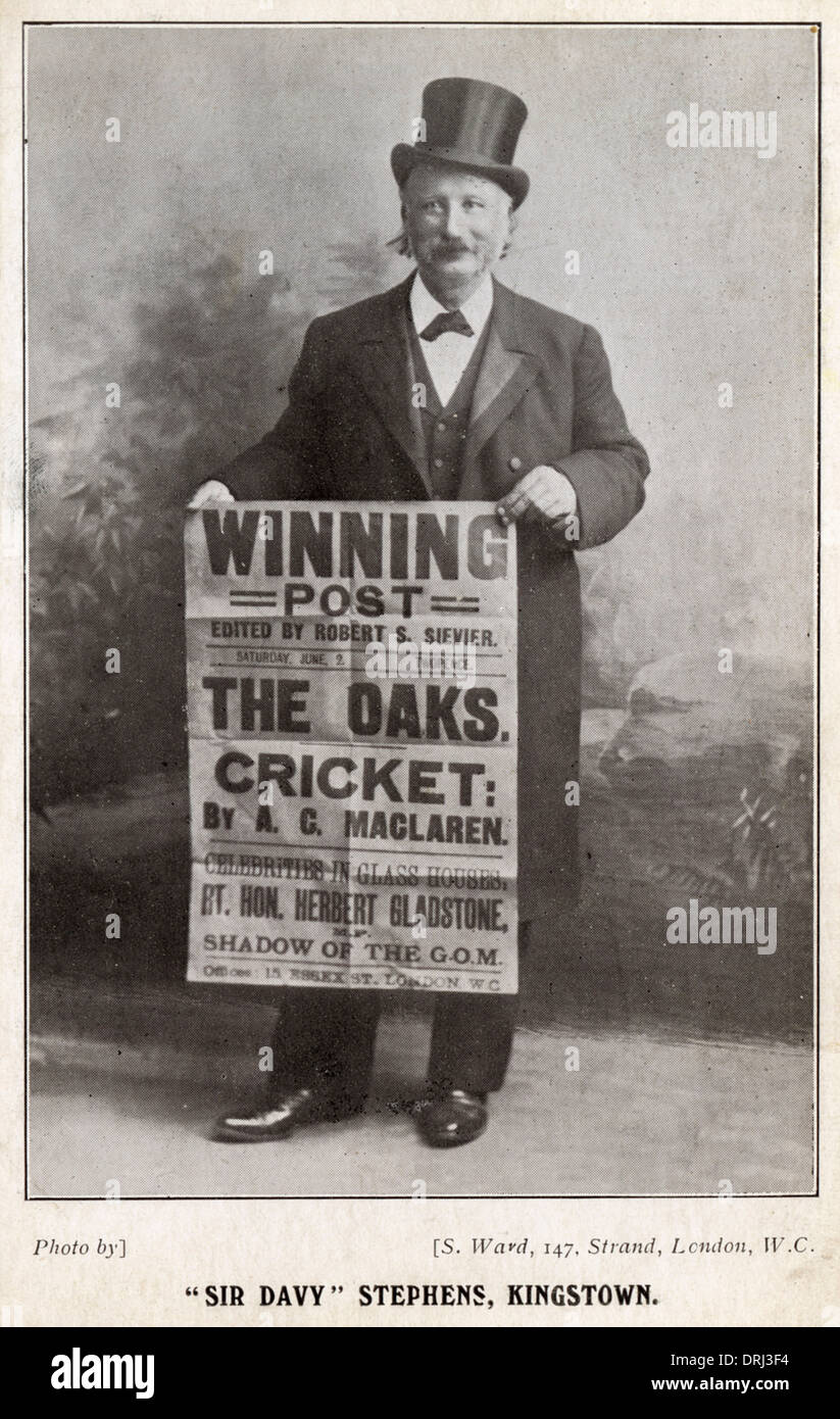 Sir Davy Stephens of Kingstown, The Winning Post Paper Stock Photo