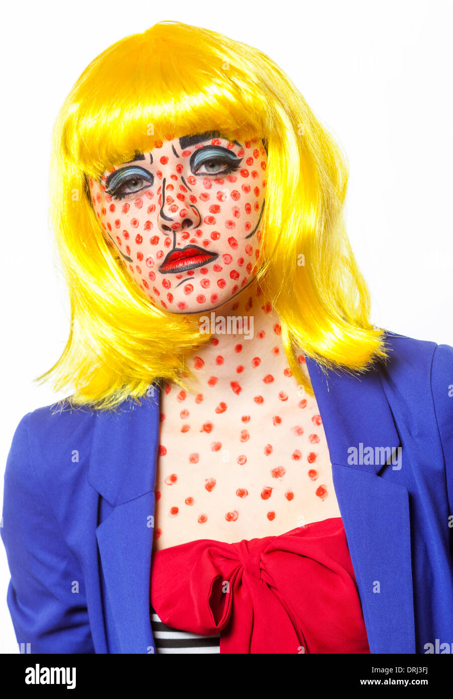 A young lady dressed like a Roy Lichtenstein painting Stock Photo - Alamy
