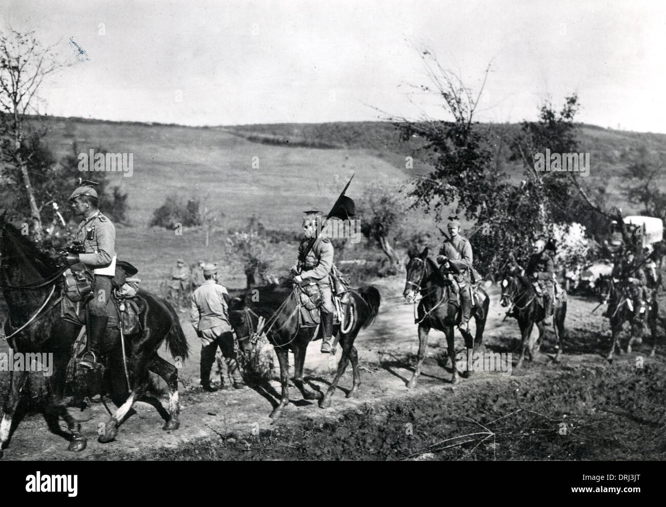 Austrian troops advancing through Serbia, WW1 Stock Photo