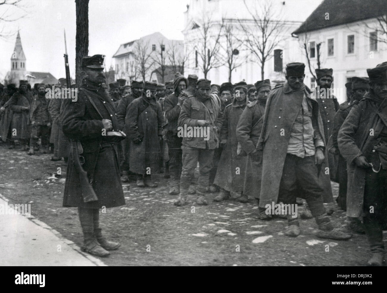 Captured Serbian troops, Mitovitza, Serbia, WW1 Stock Photo
