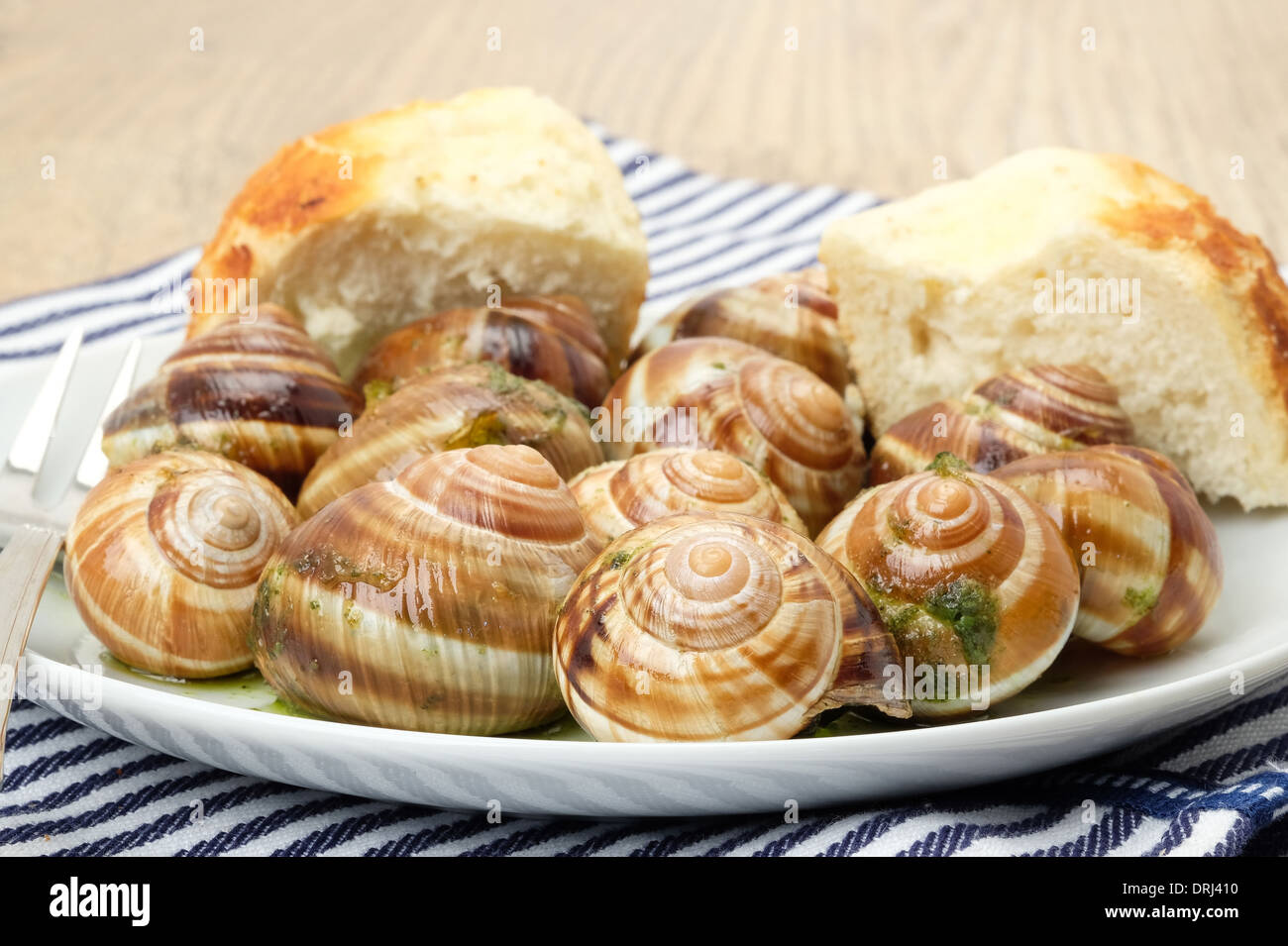 Traditional Escargot - French snails with a tasty garlic and herb sauce Stock Photo