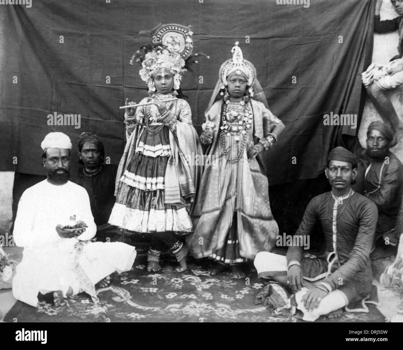 Child musicians in ornate costume, India Stock Photo