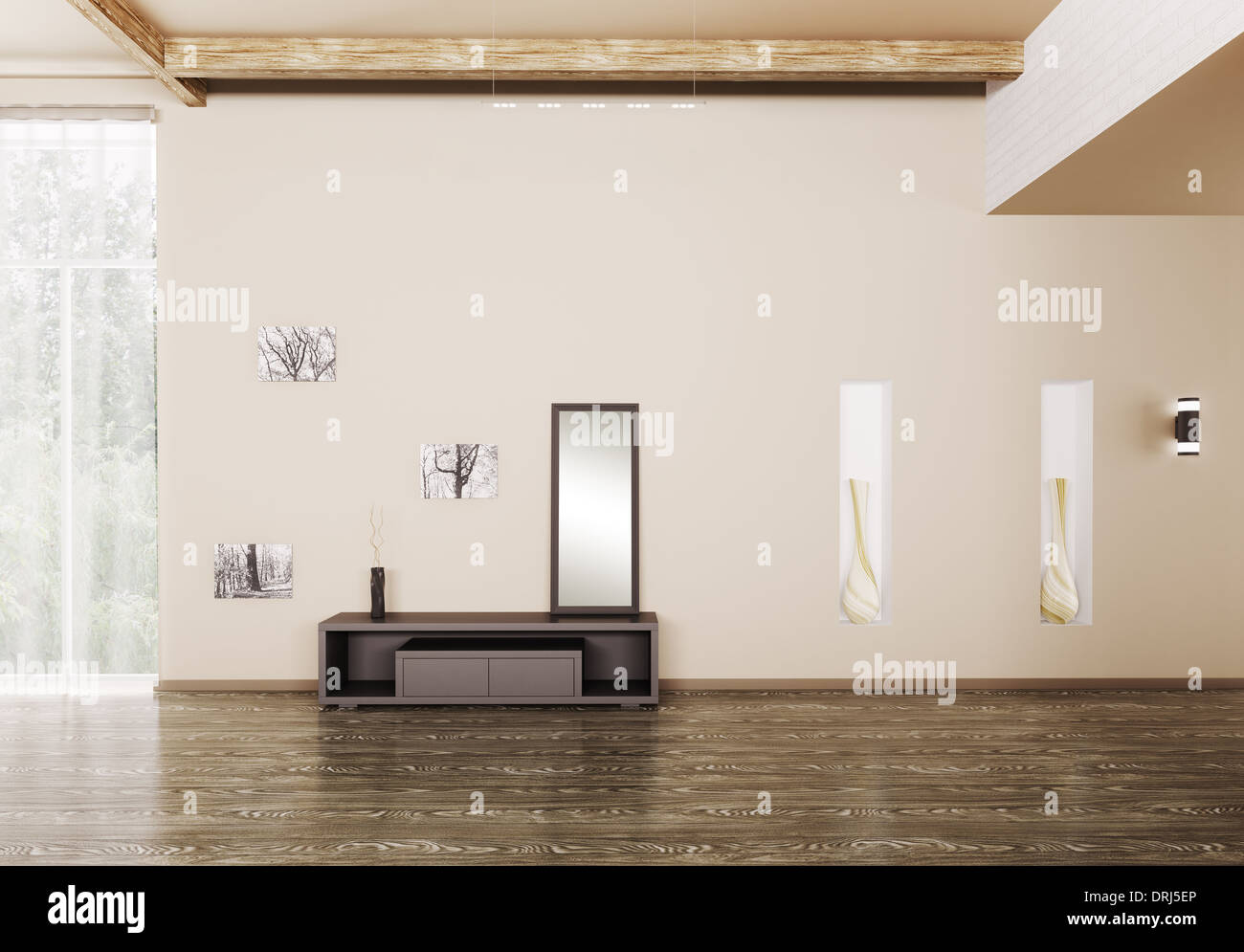 Interior of modern entrance hall 3d render Stock Photo - Alamy