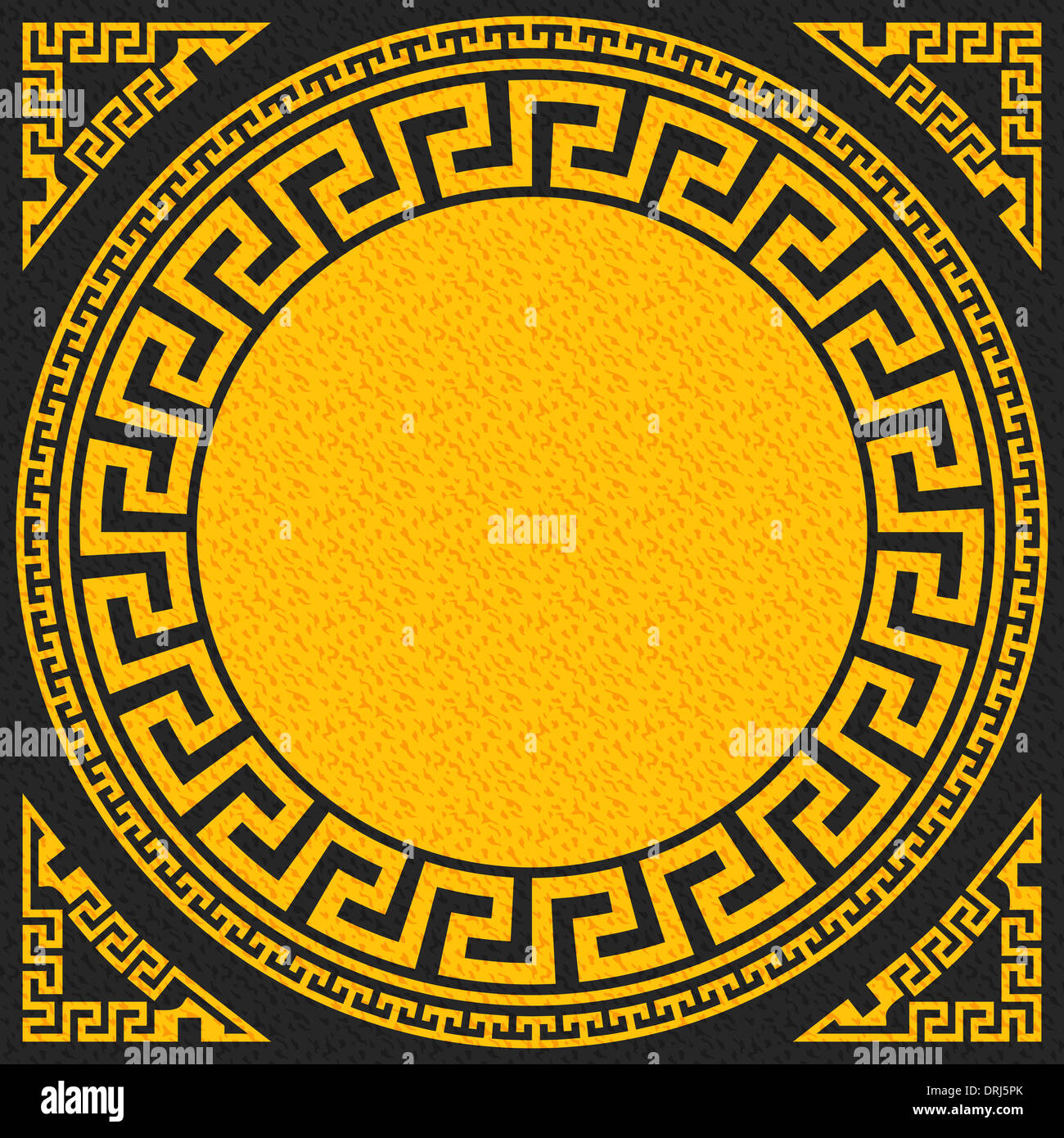 set Traditional vintage golden square and round Greek ornament (Meander ...