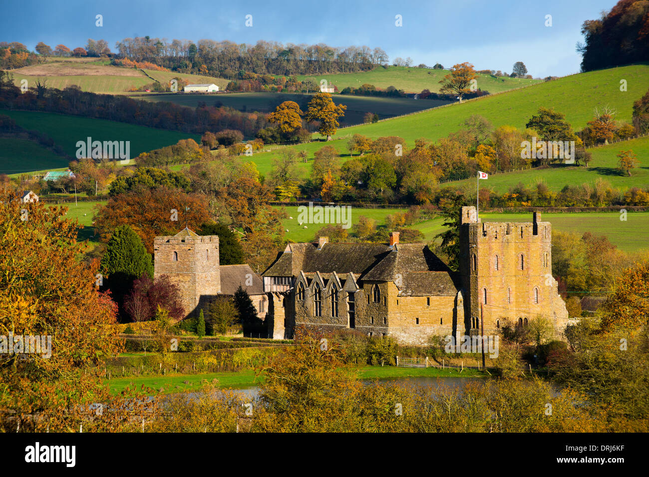 Stokesay Castle, a fortified manor house, in Autumn, Shropshire, England. Stock Photo