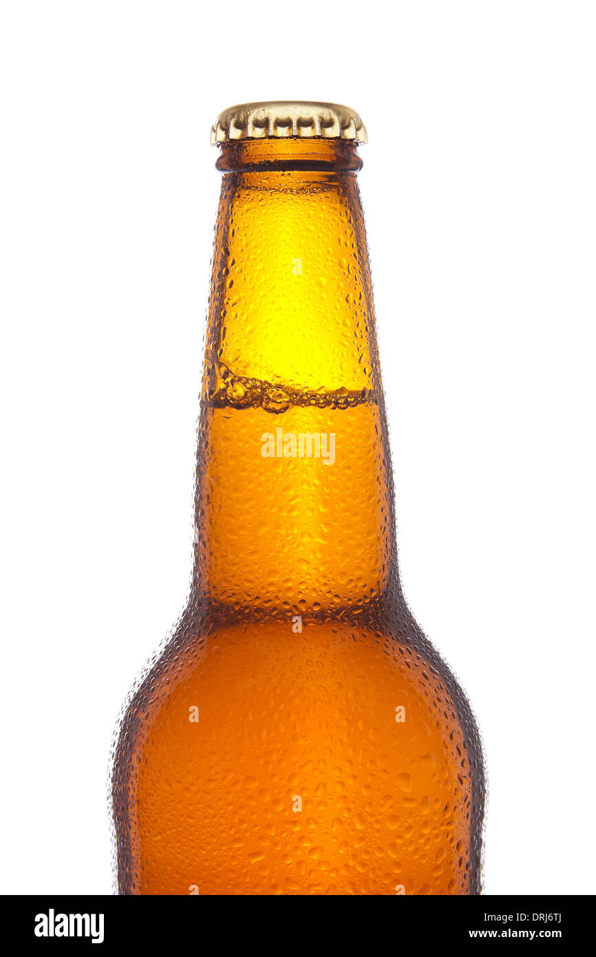 Bottle of beer with droplets Stock Photo