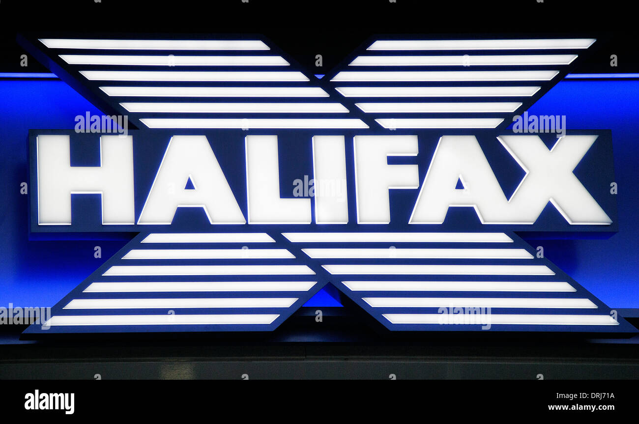 Halifax bank Illuminated sign, Edgware Road, London, England, UK Stock