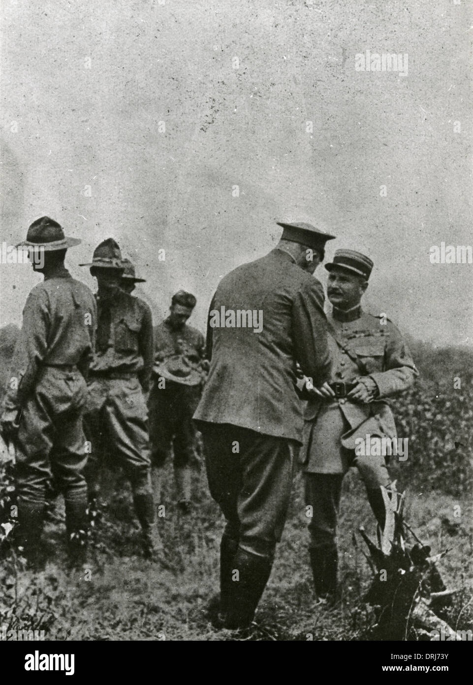 French army training American troops, WW1 Stock Photo