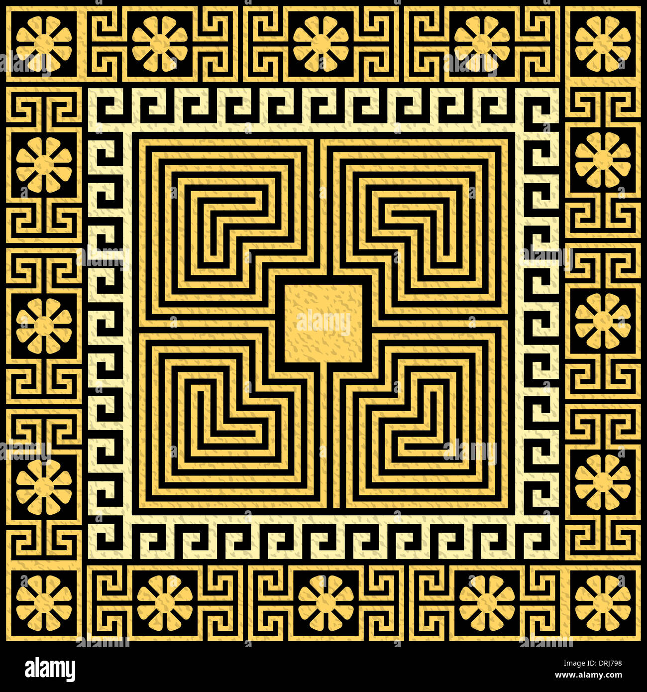 set Traditional vintage golden square Greek ornament (Meander) and ...