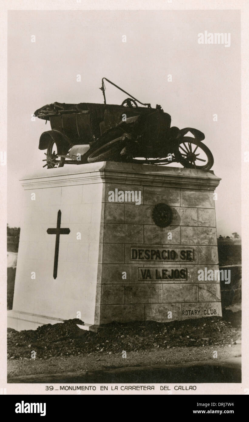 Smashed car Monument Stock Photo