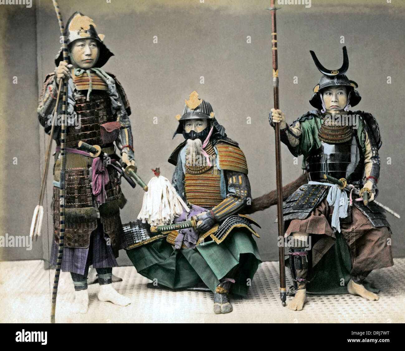 Three soldiers in armour, Japan Stock Photo
