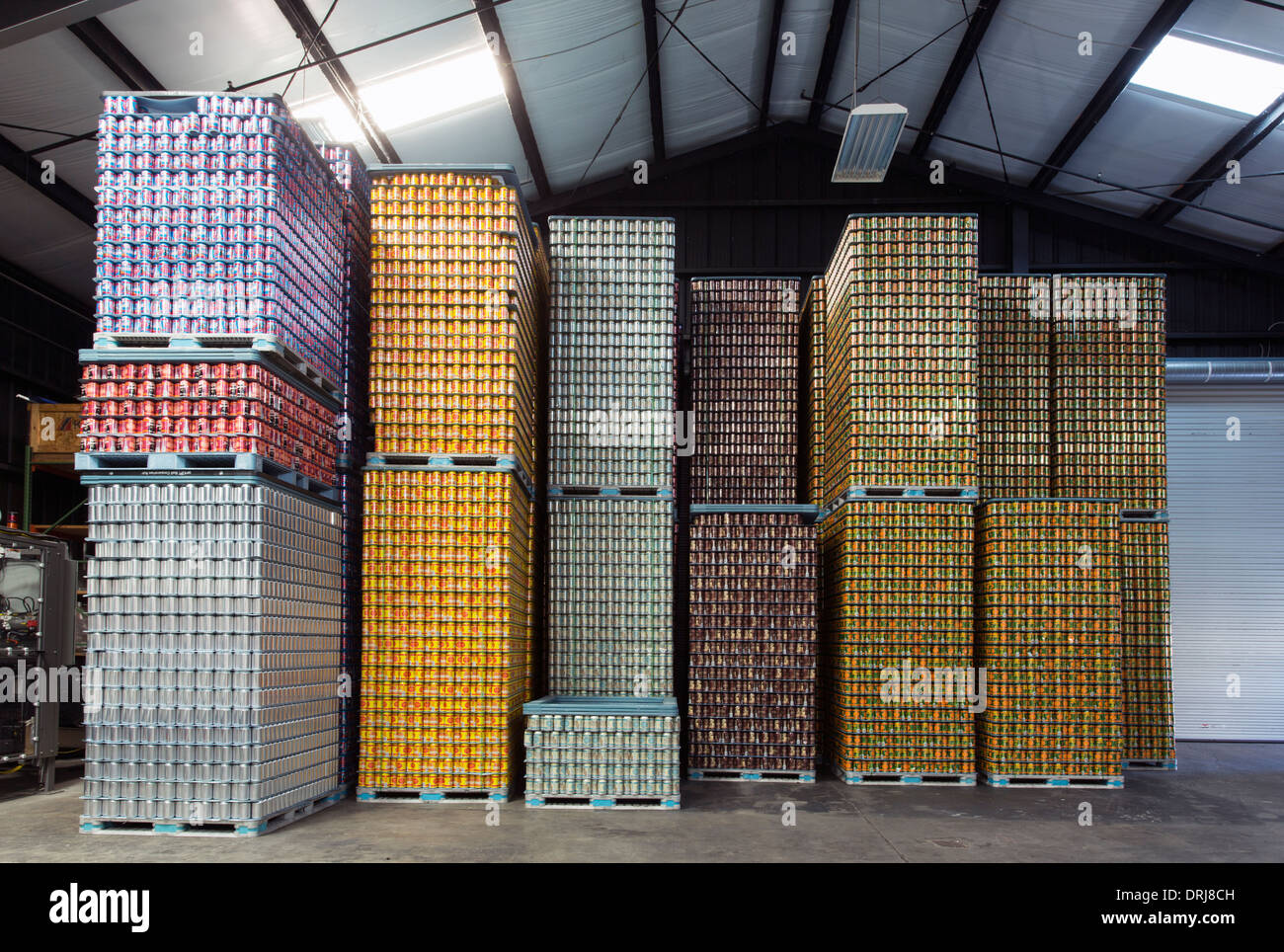 USA,Florida,Tampa,skids of beer in a warehouse, Cigar City Brewery