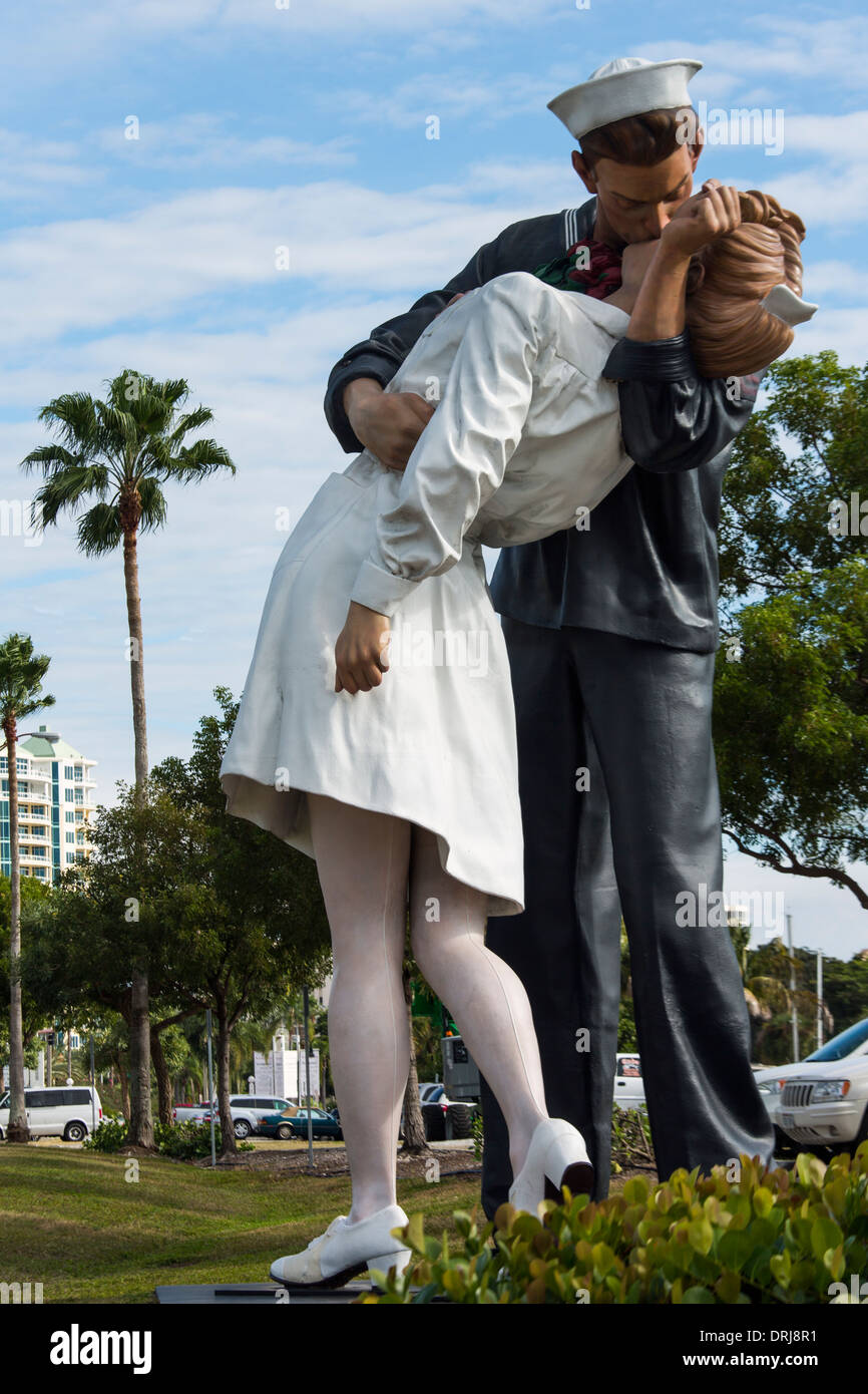 USA,Florida,Sarasota, Unconditional Surrender statue by Seward Johnson Stock Photo
