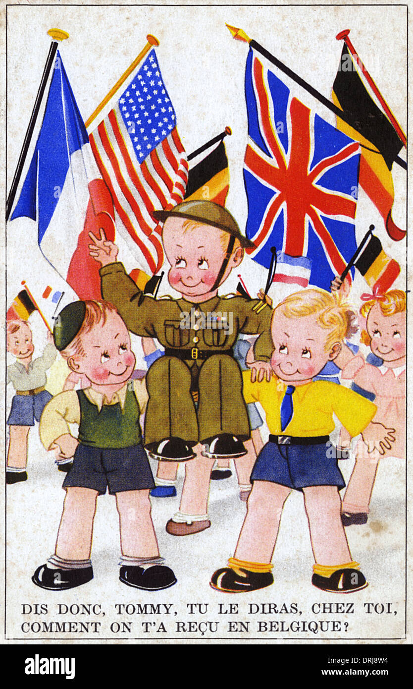 Patriotic Propaganda Postcard - WWII Stock Photo