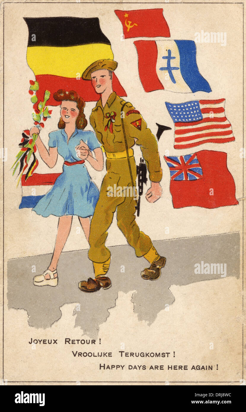 Patriotic Propaganda Postcard - WWII Stock Photo