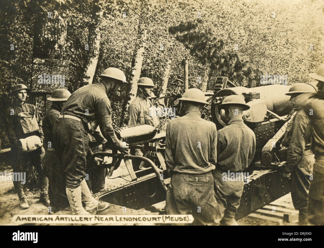 American artillery near Lenoncourt, France, WW1 Stock Photo