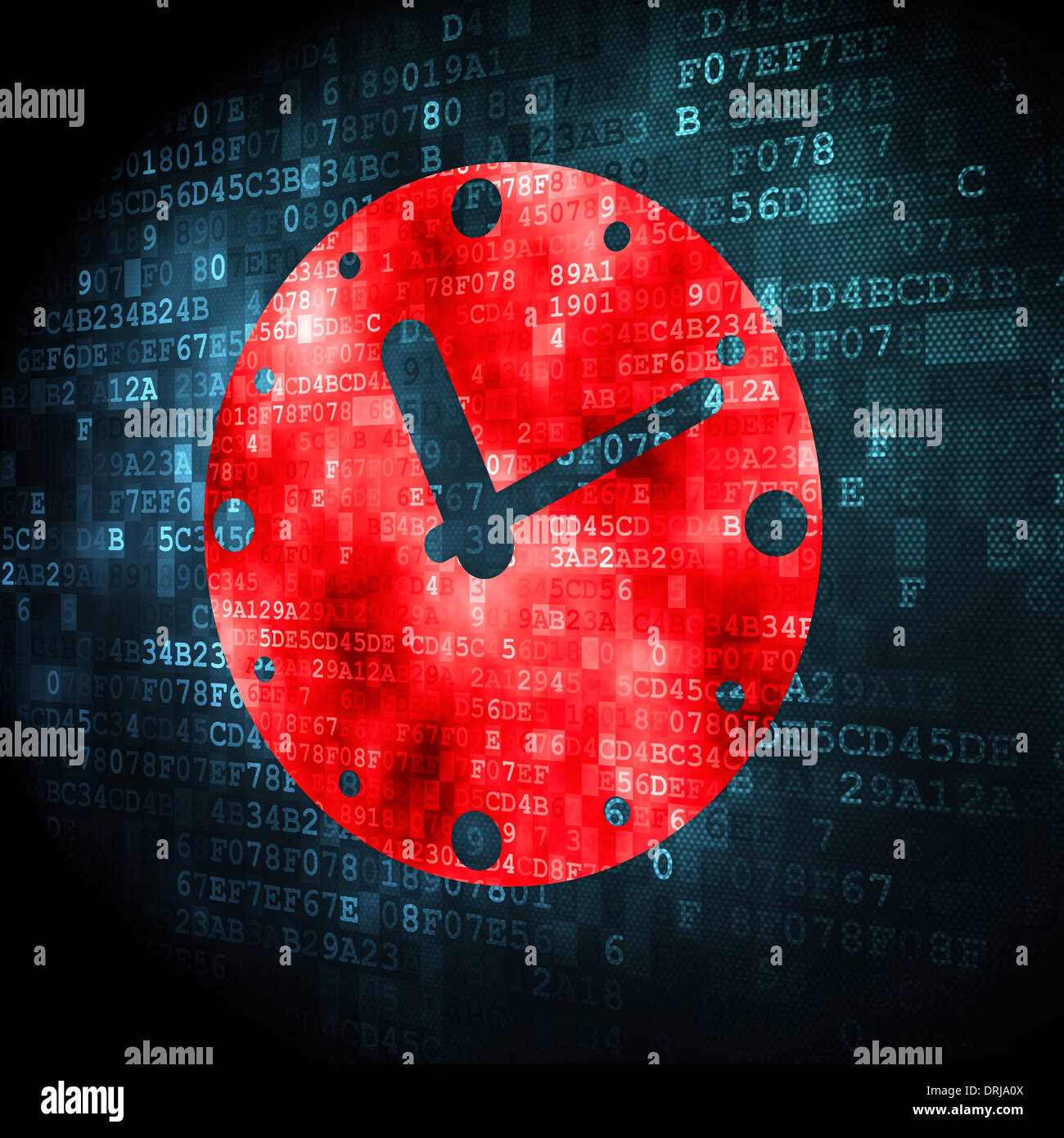 Time concept Clock on digital background Stock Photo Alamy
