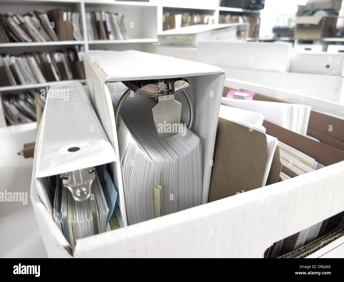 Box of binders and files stored in business office Stock Photo Alamy