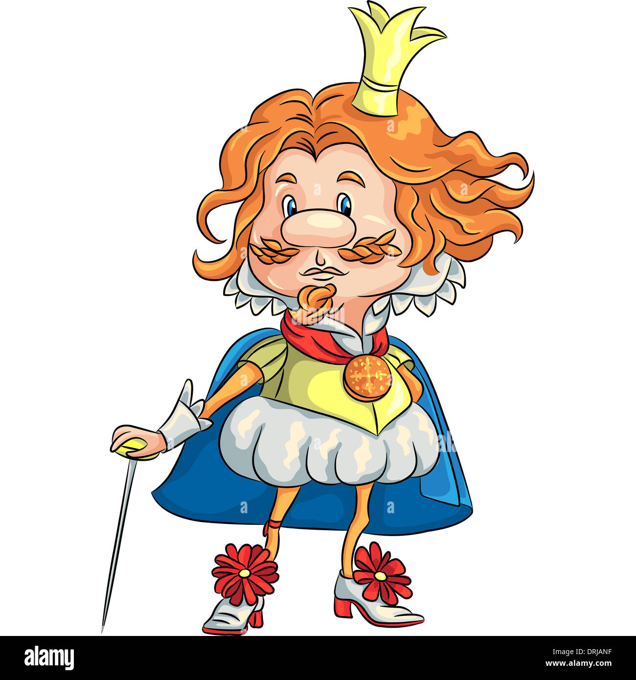 fairytale cartoon funny sad king with a golden crown Stock Photo