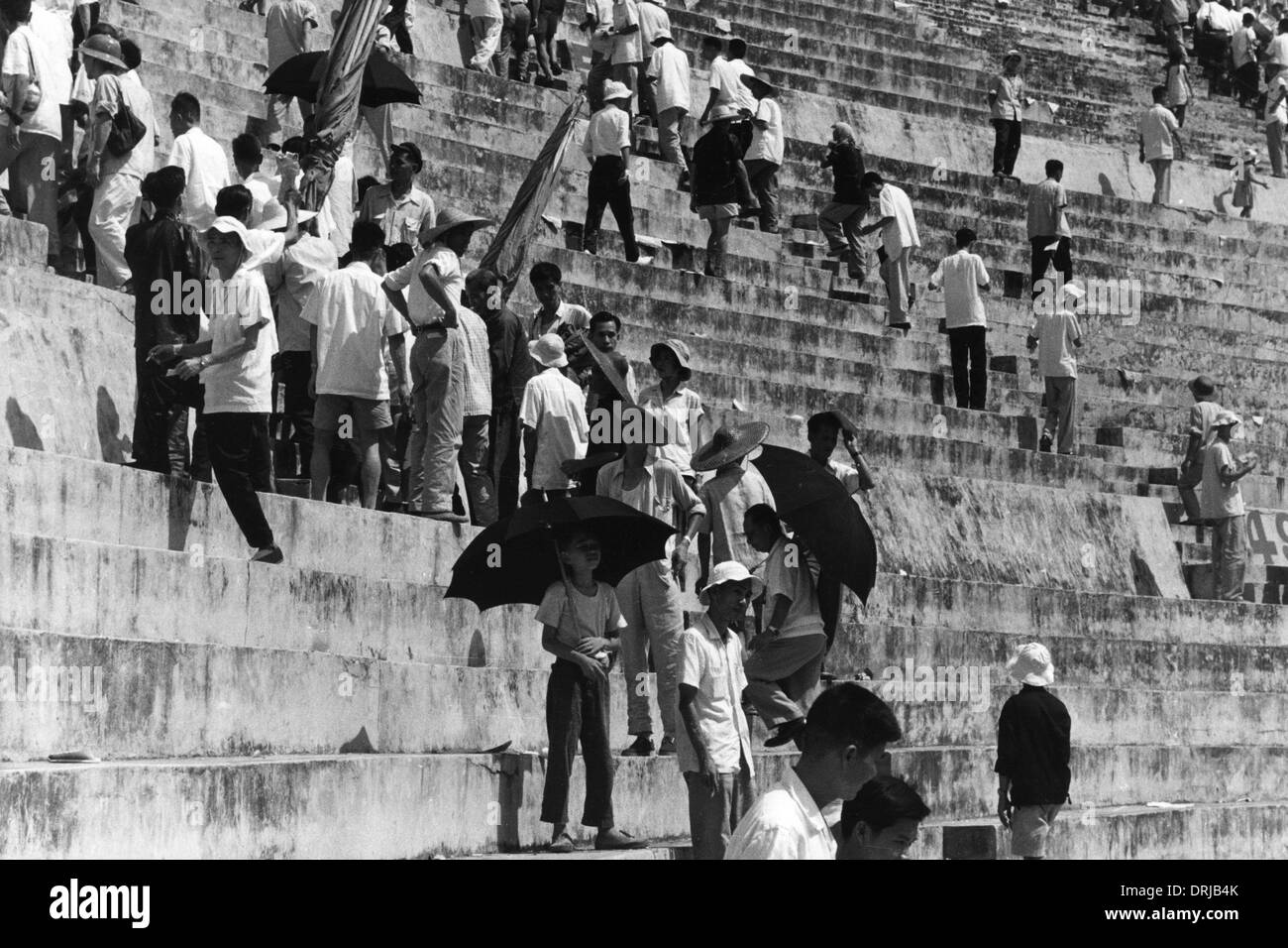 Dispersing crowd, Canton stadium, China Stock Photo