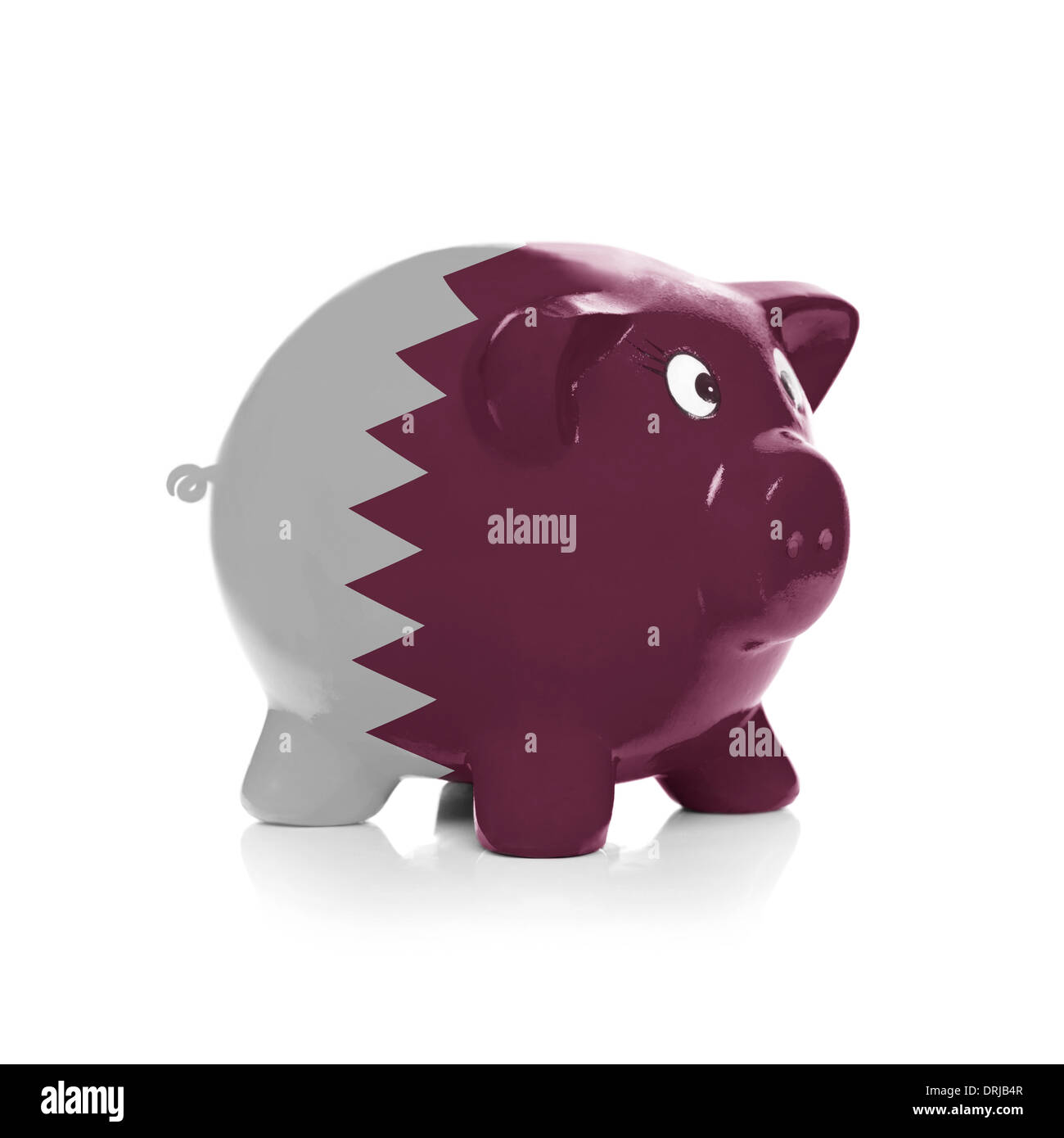 Green piggy bank with dollars sticking out - isolated on white ...