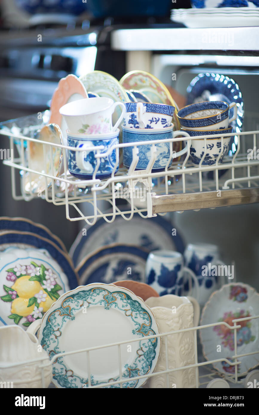 China stacked in dishwasher Stock Photo Alamy