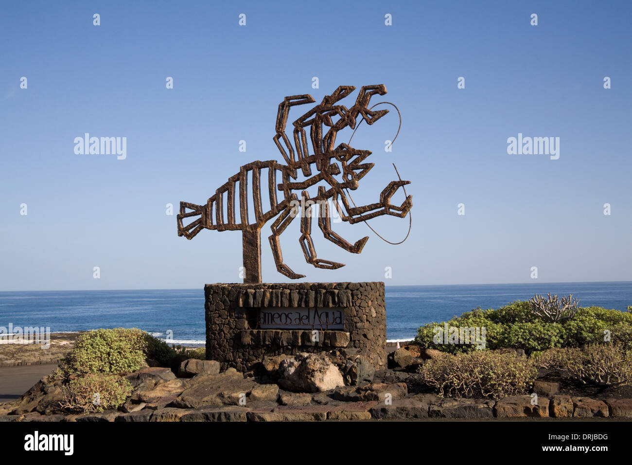 Jameos del Agua Lanzarote Crab Sculpture at entrance to underground complex in lava rock created