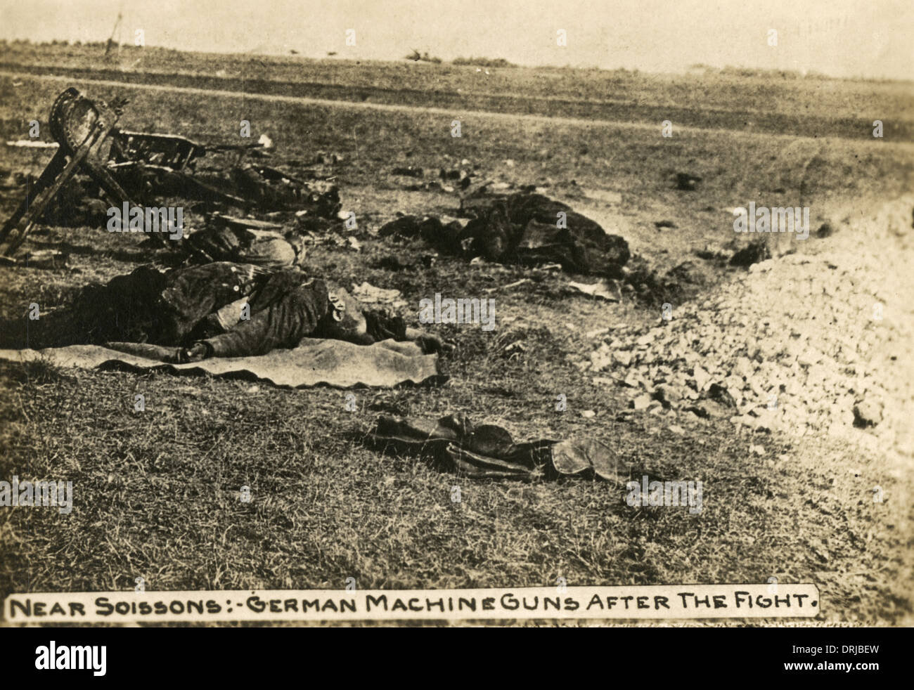 German machine gun position near Soissons, France, WW1 Stock Photo