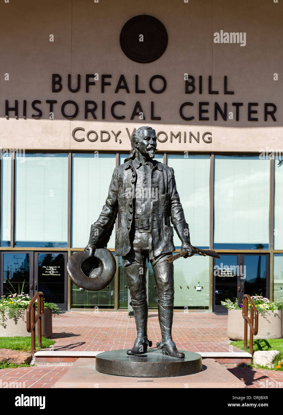 Statue of Buffalo Bill Cody outside the Buffalo Bill Historical Center, Cody, Wyoming, USA Stock Photo