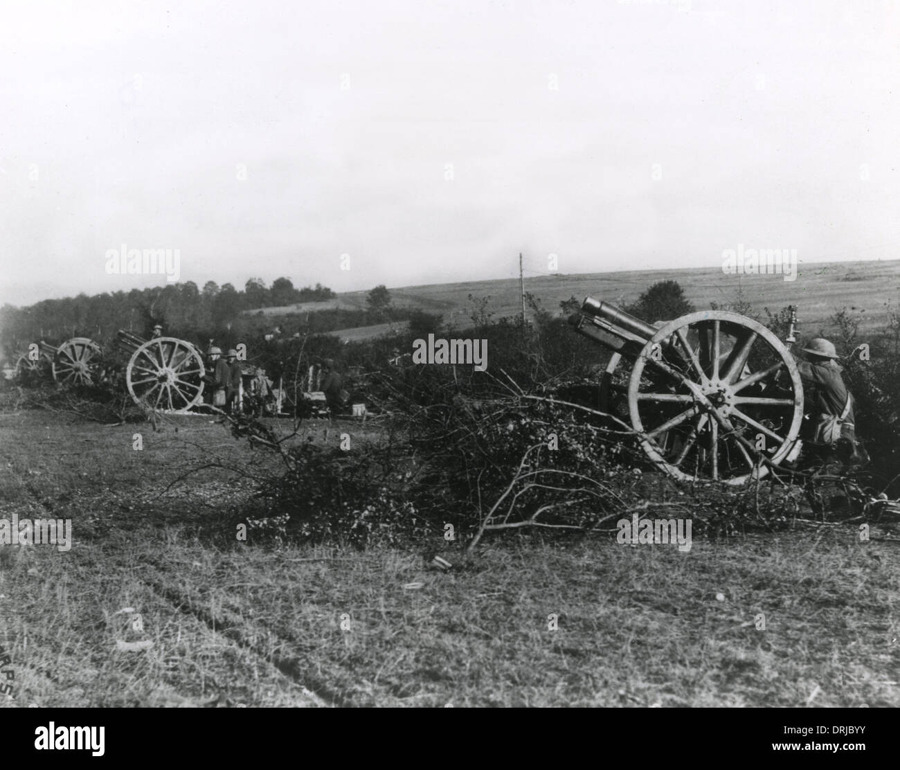 Captured German guns in American hands, WW1 Stock Photo